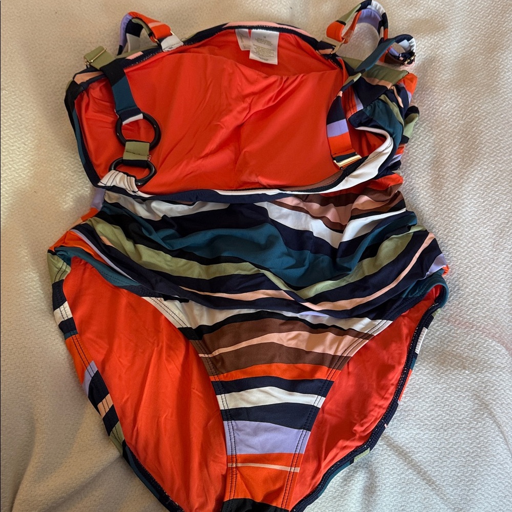 Anne Cole Striped Multicolor Swimsuit size 12